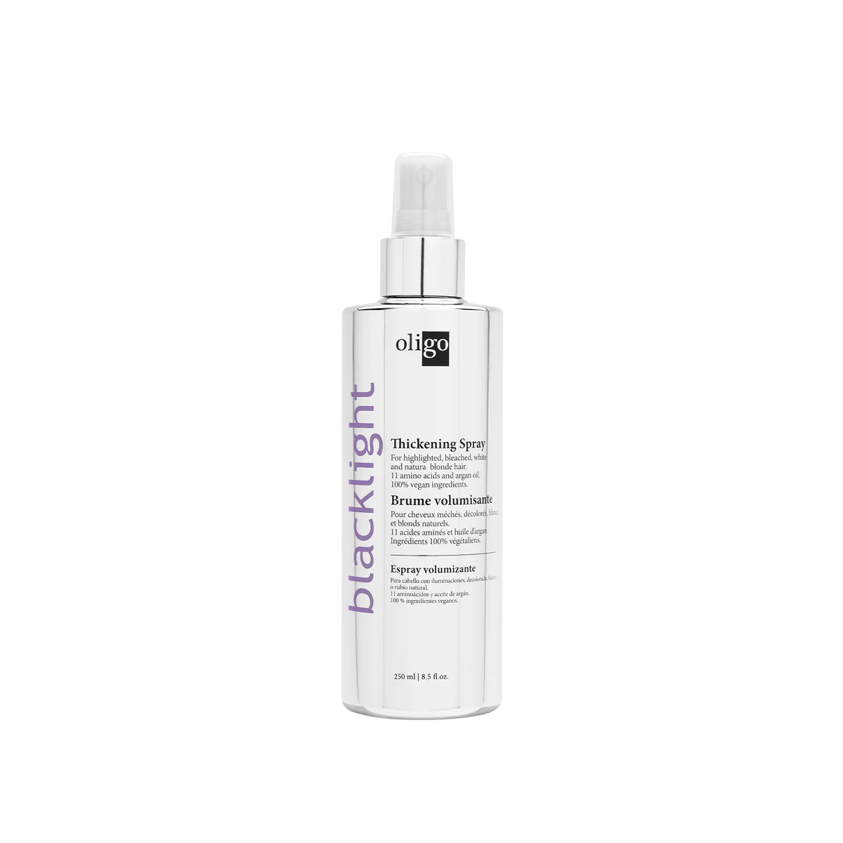 The Blacklight Thickening Spray increases fullness, adds instant lift, and creates volume with a smooth finish.
• Offers 25% faster blow dry time
• Shine and smoothness
• Colour protection
• Heat protection
• Anti-static benefits
• Conditioning and moist