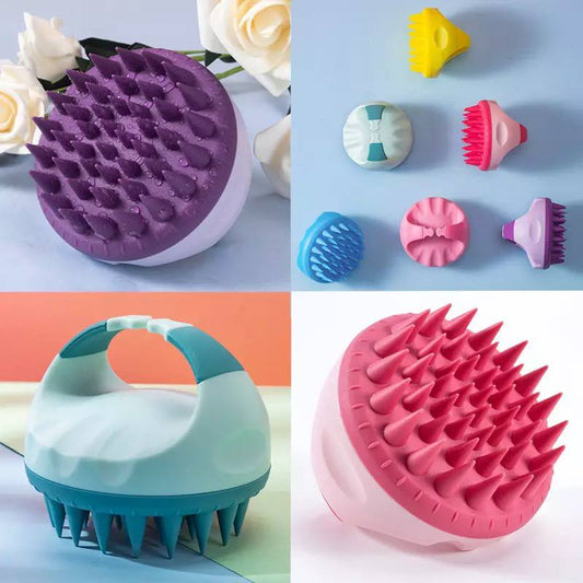 Portable Silicone Hand Shampoo Brush Soft Round Bath Massage Brush Shower Brush Hair Care Comb