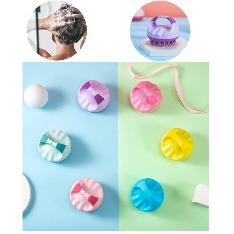 Portable Silicone Hand Shampoo Brush Soft Round Bath Massage Brush Shower Brush Hair Care Comb