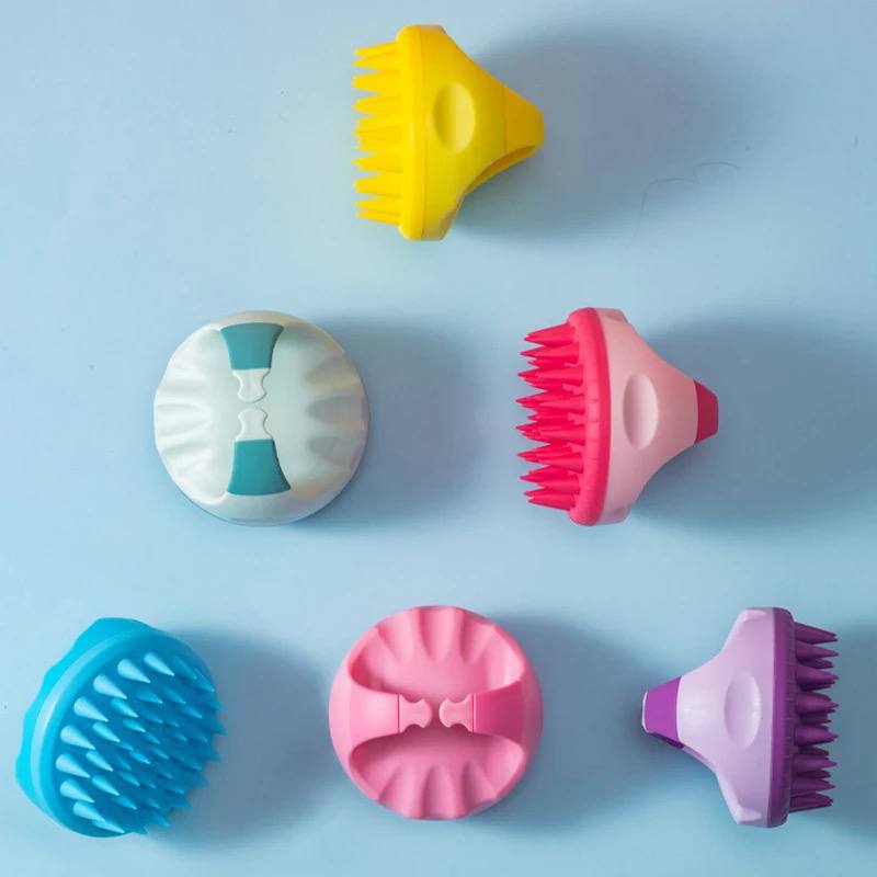 Portable Silicone Hand Shampoo Brush Soft Round Bath Massage Brush Shower Brush Hair Care Comb