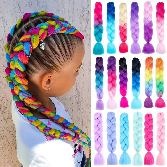 Colorful Hair for Braids Synthetic Braiding Hair Extensions for Girls Jumbo Braid Hair for Crochet Box Expression Braiding Hair