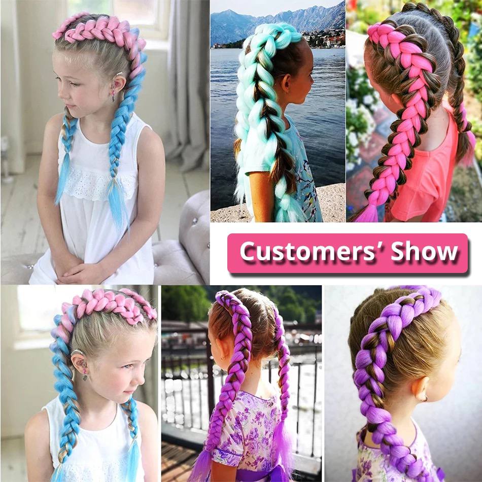 Colorful Hair for Braids Synthetic Braiding Hair Extensions for Girls Jumbo Braid Hair for Crochet Box Expression Braiding Hair